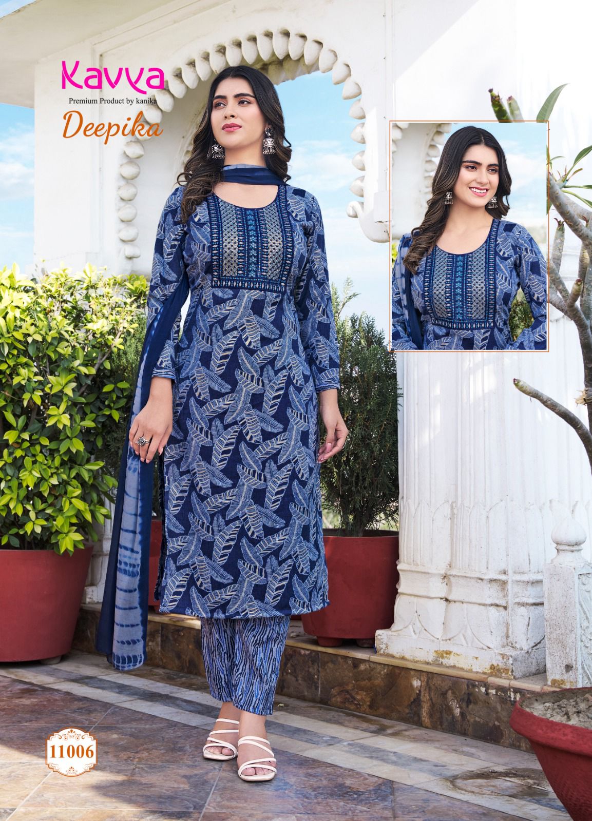 Deepika Vol 11 By Kavya Straight Cut Embroidery Kurti With Bottom Dupatta Wholesale Market
